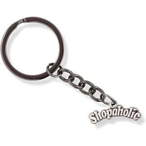 Shopaholic Text Charm Keychain